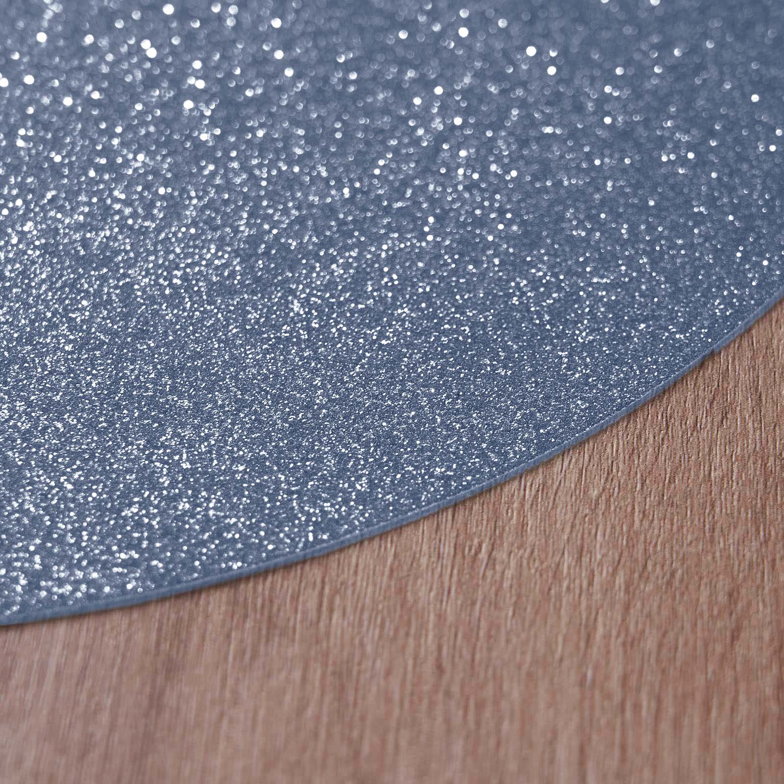 6-Pack Placemats Glitter Design Dusty Blue Sparkle Round - Non-Slip Decorative Dining Table Mats 13"
