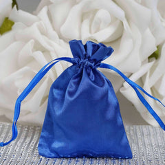 12 Pack 3" Royal Blue Satin Drawstring Wedding Party Favor Gift Bags