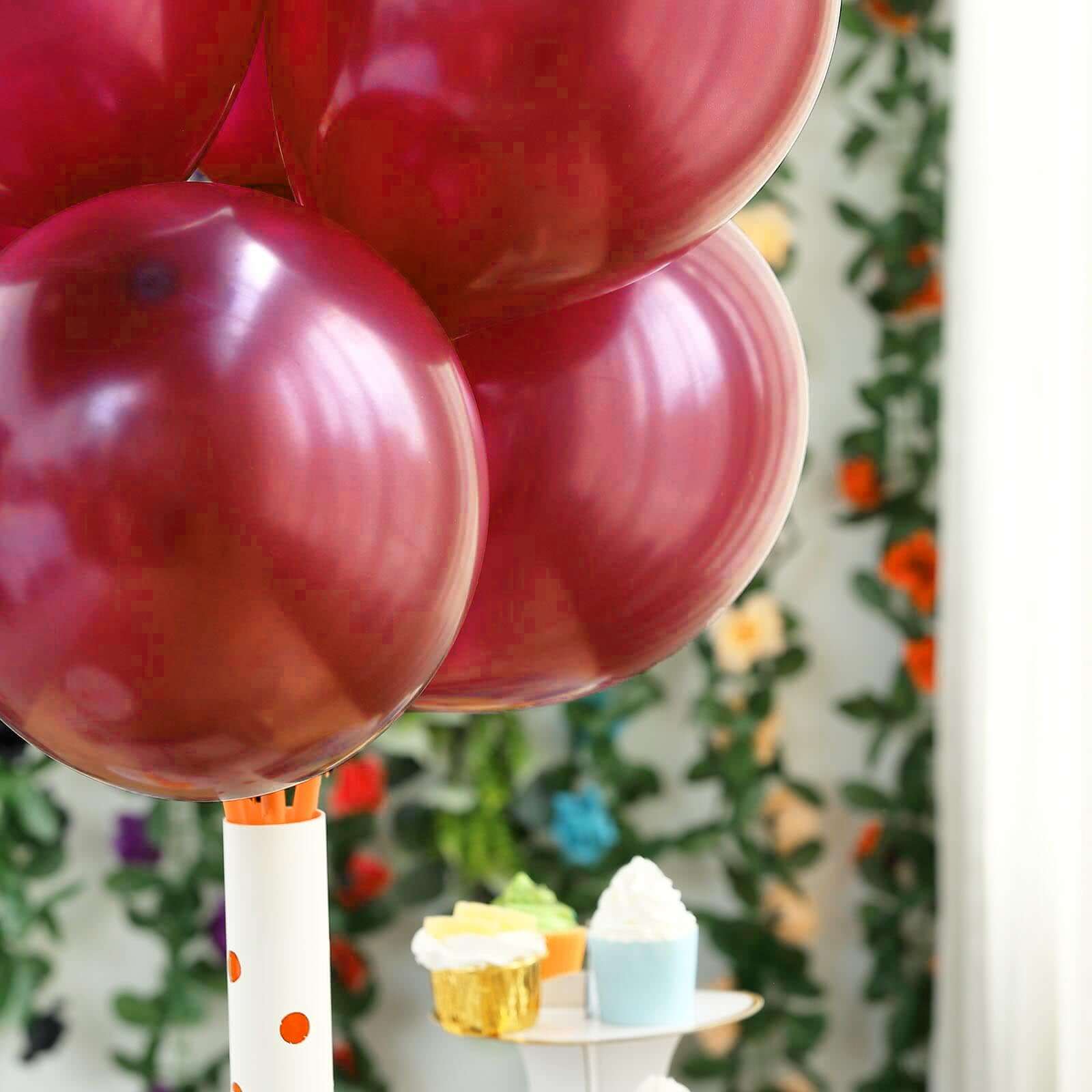 25 Pack 12" Shiny Pearl Burgundy Latex Helium or Air Balloons