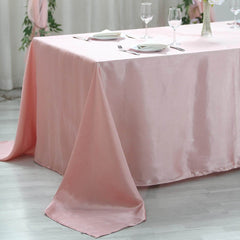 Satin Rectangular 90"x132" Tablecloth Dusty Rose Satin - Seamless Table Cover