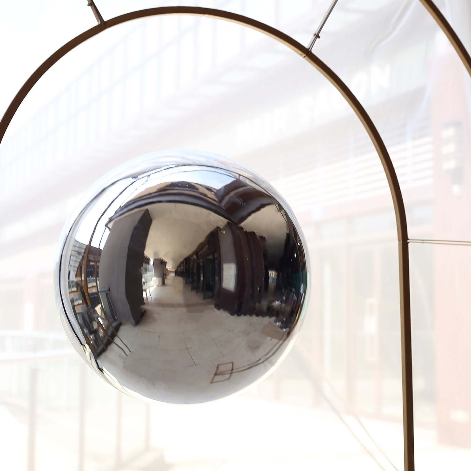 Gazing Globe Mirror Ball Reflective Hollow Stainless Steel Silver Sphere - Decorative Garden Display Piece 16"