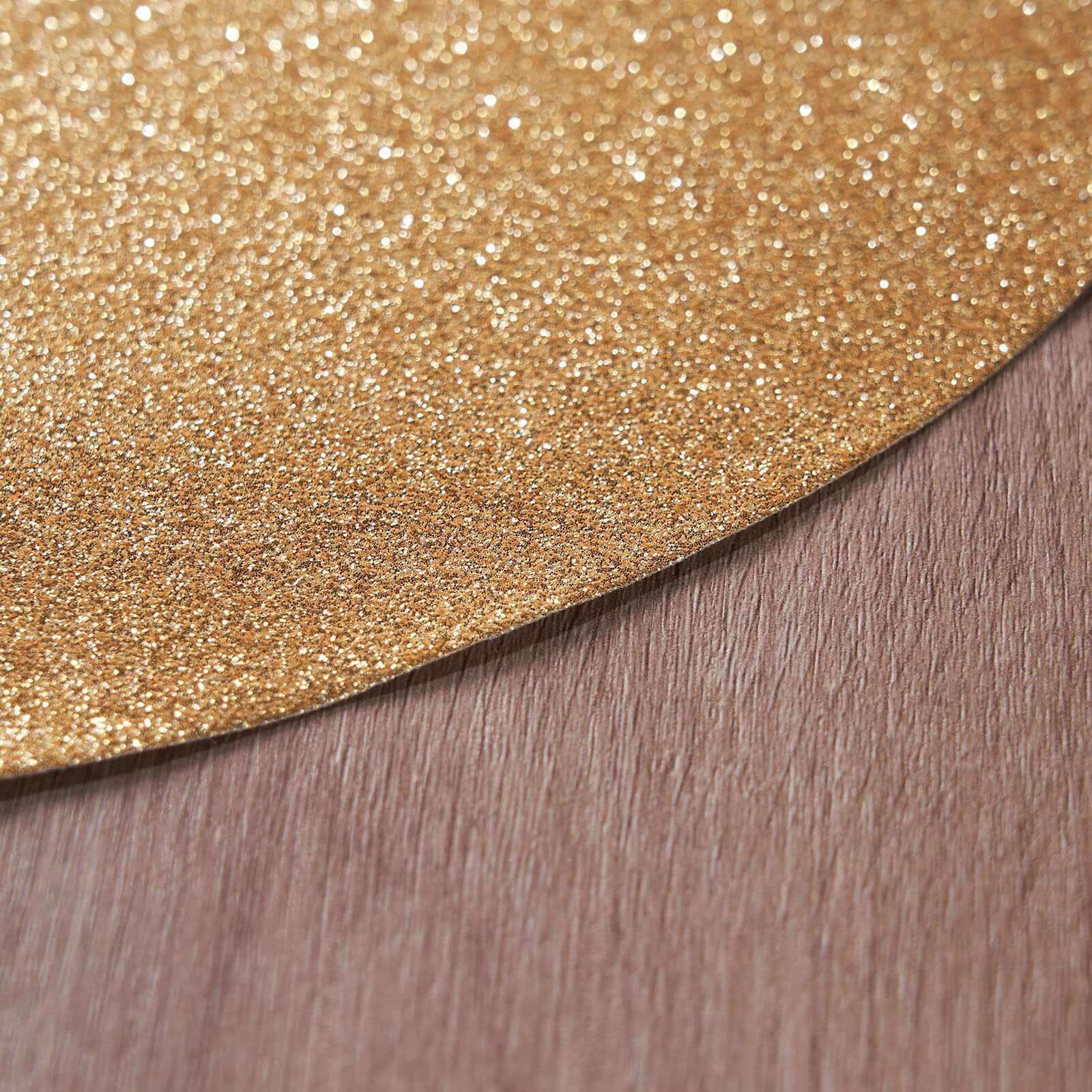 6 Pack Champagne Sparkle Vinyl Placemats, Non Slip Decorative Oval Glitter Table Mat