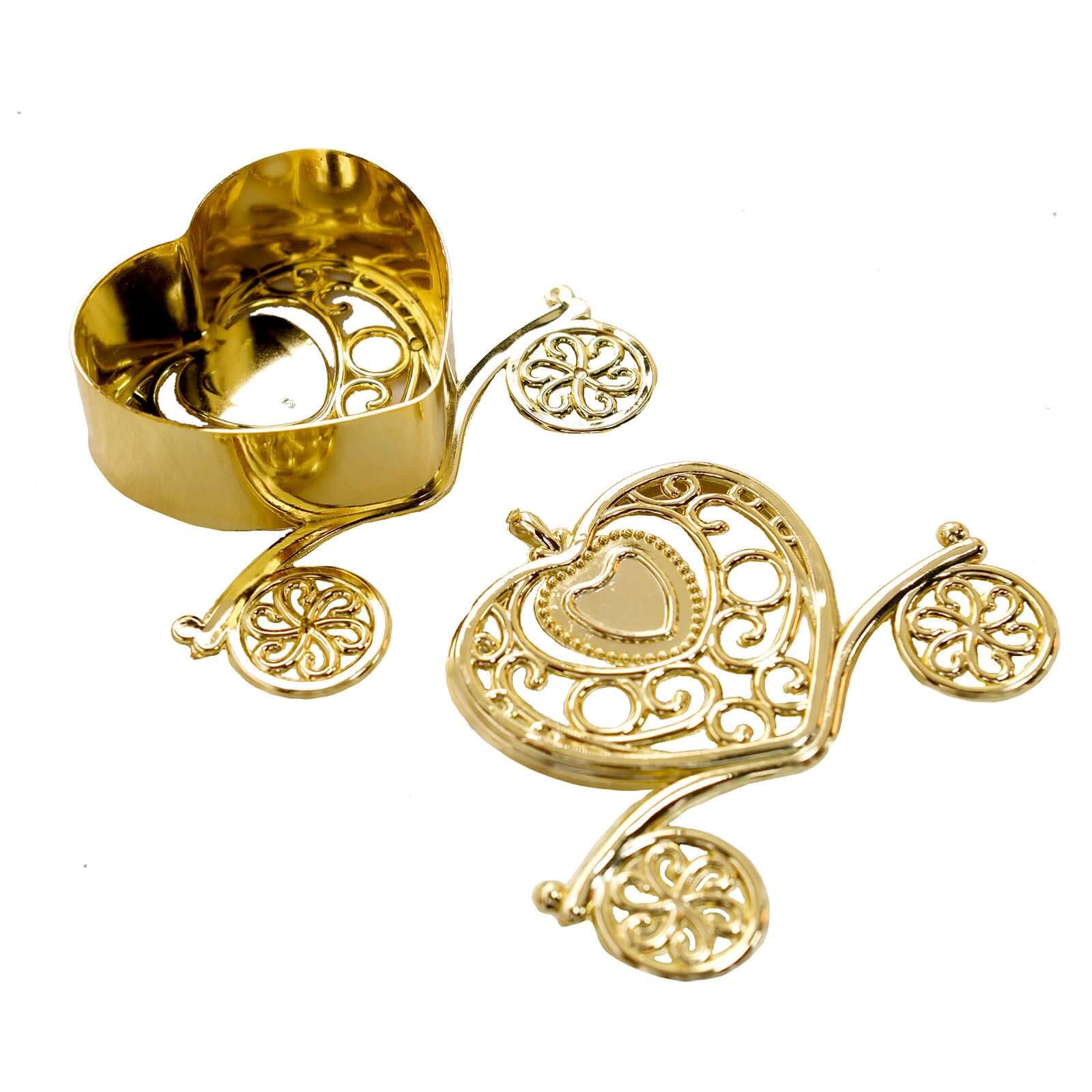12 Pack 4" Gold Princess Heart Carriage Treats Party Favor Boxes, Candy Container Gift Boxes