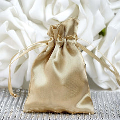 12 Pack 3" Champagne Satin Drawstring Wedding Party Favor Gift Bags