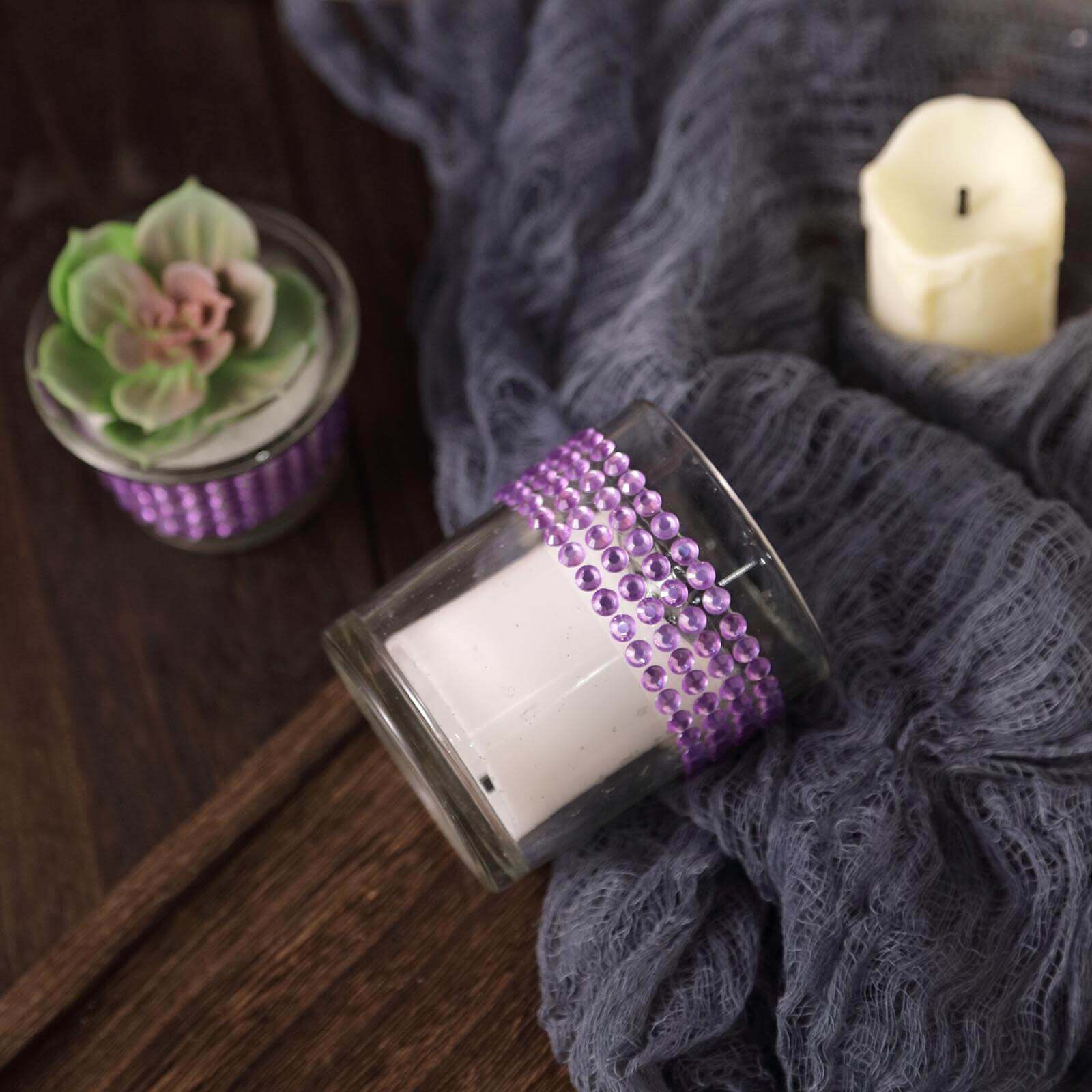 3ft Lavender Lilac Stick-On Rhinestone Tape, DIY Self Adhesive Diamond Gemstone Stickers