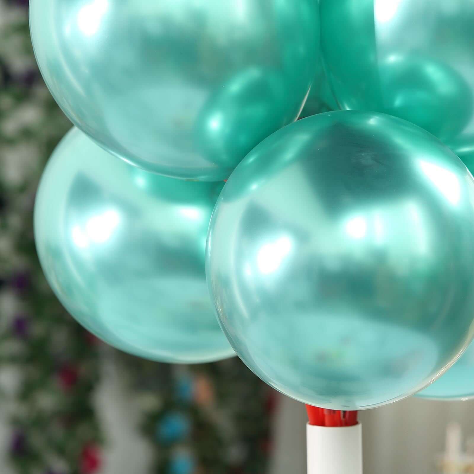 25 Pack 12" Metallic Chrome Green Latex Helium or Air Party Balloons