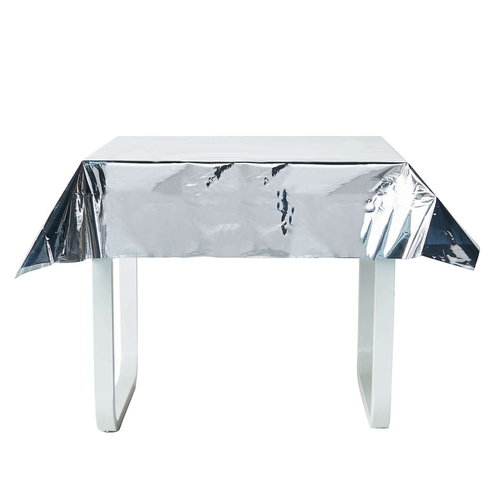 Metallic Foil Tablecloth Square Silver - Stylish Disposable Party Cover 50"x50"