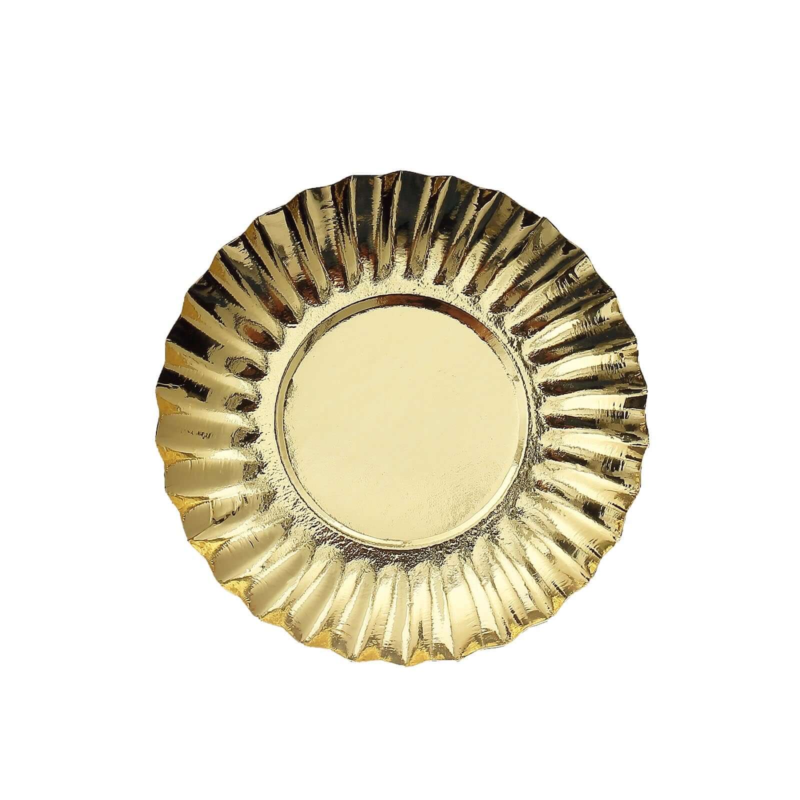 50-Pack Paper 3.5" Round Party Plates in Metallic Gold with Scalloped Rim - Disposable Mini 250GSM Dessert Plates for Tapas, Appetizers & Finger Foods
