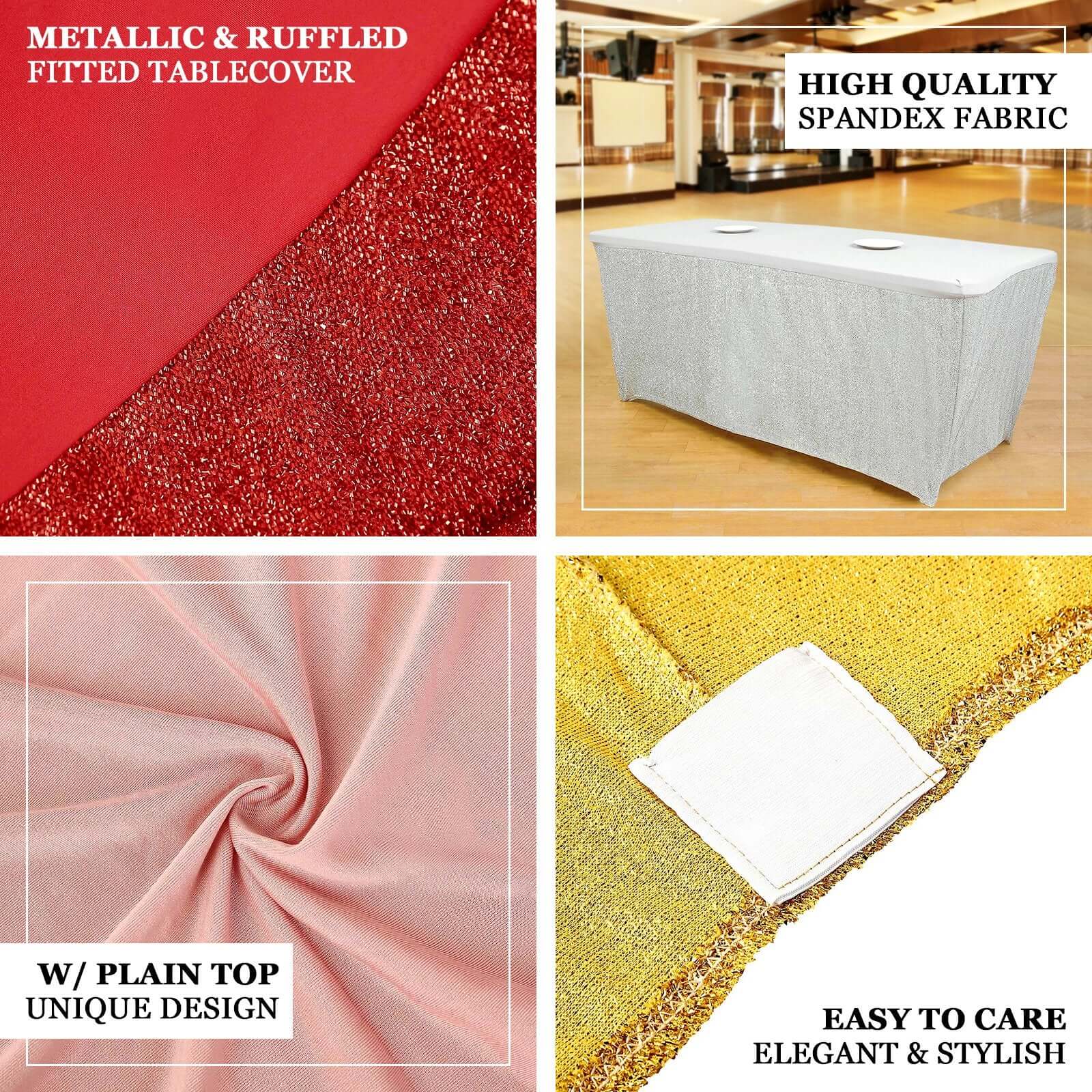Stretch Spandex 72"x30" Rectangle Tablecloth Metallic Turquoise - Form-Fitting Table Cover
