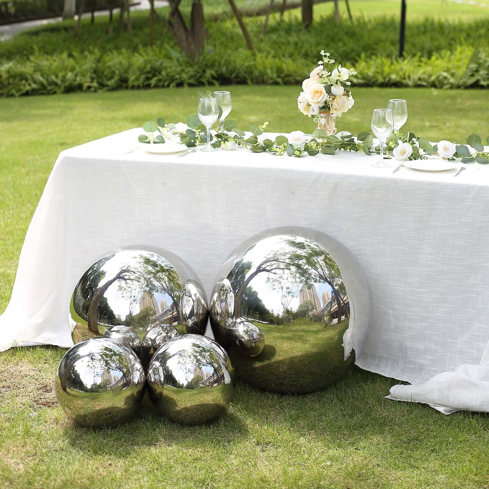 Gazing Globe Mirror Ball Reflective Hollow Stainless Steel Silver Sphere - Decorative Garden Accent Piece 20"