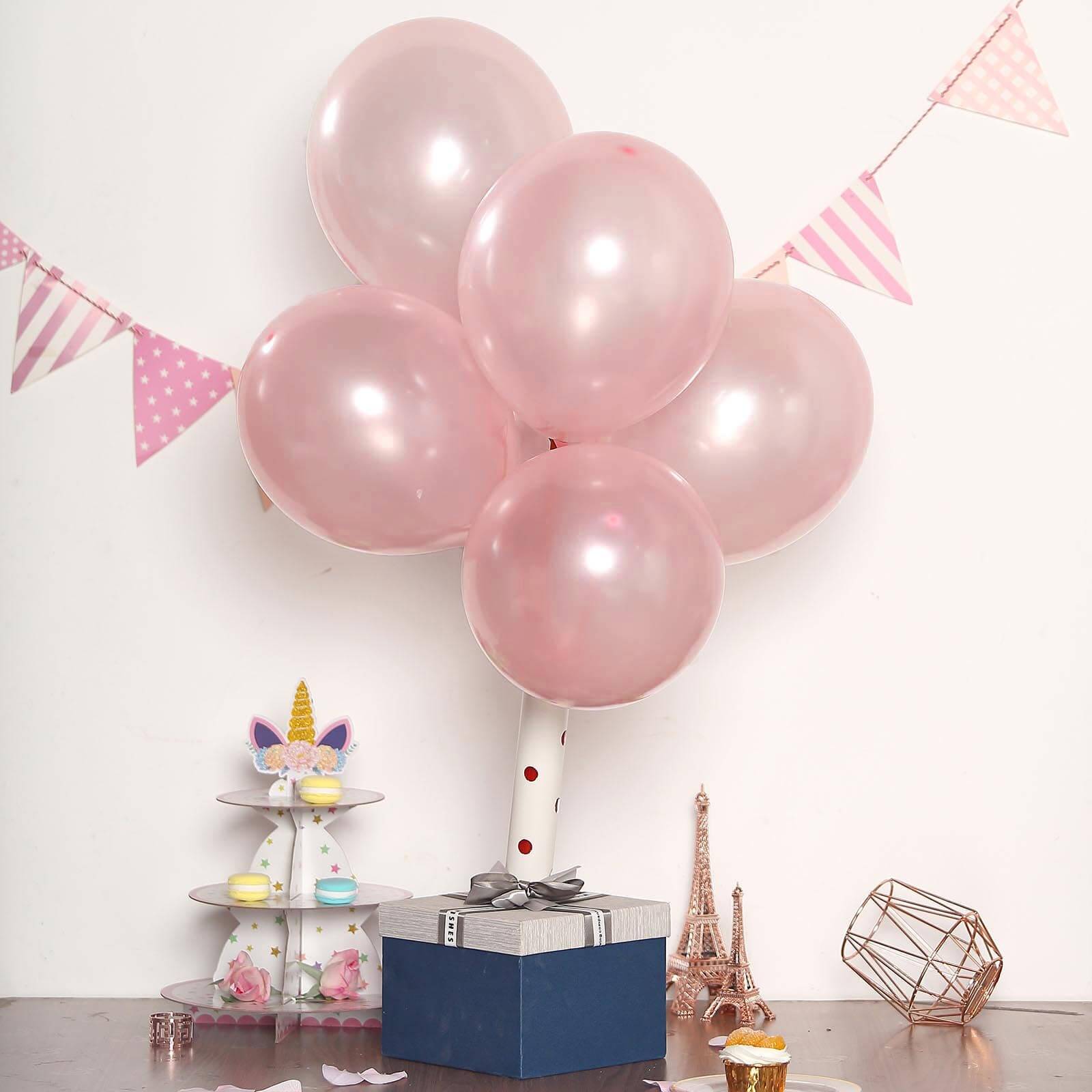 25 Pack 12" Shiny Pearl Blush Latex Helium, Air or Water Balloons