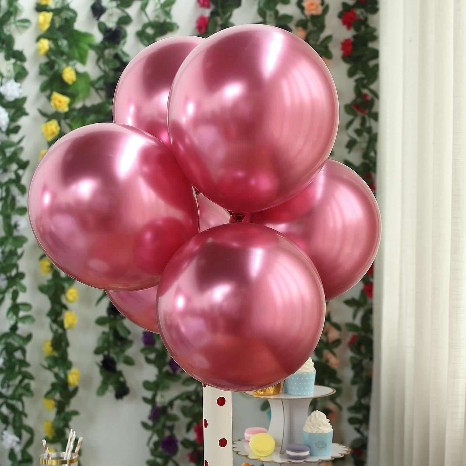 25 Pack 12" Metallic Chrome Pink Latex Helium or Air Party Balloons
