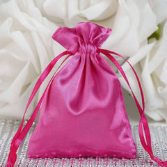 12 Pack 3" Fuchsia Satin Drawstring Wedding Party Favor Gift Bags