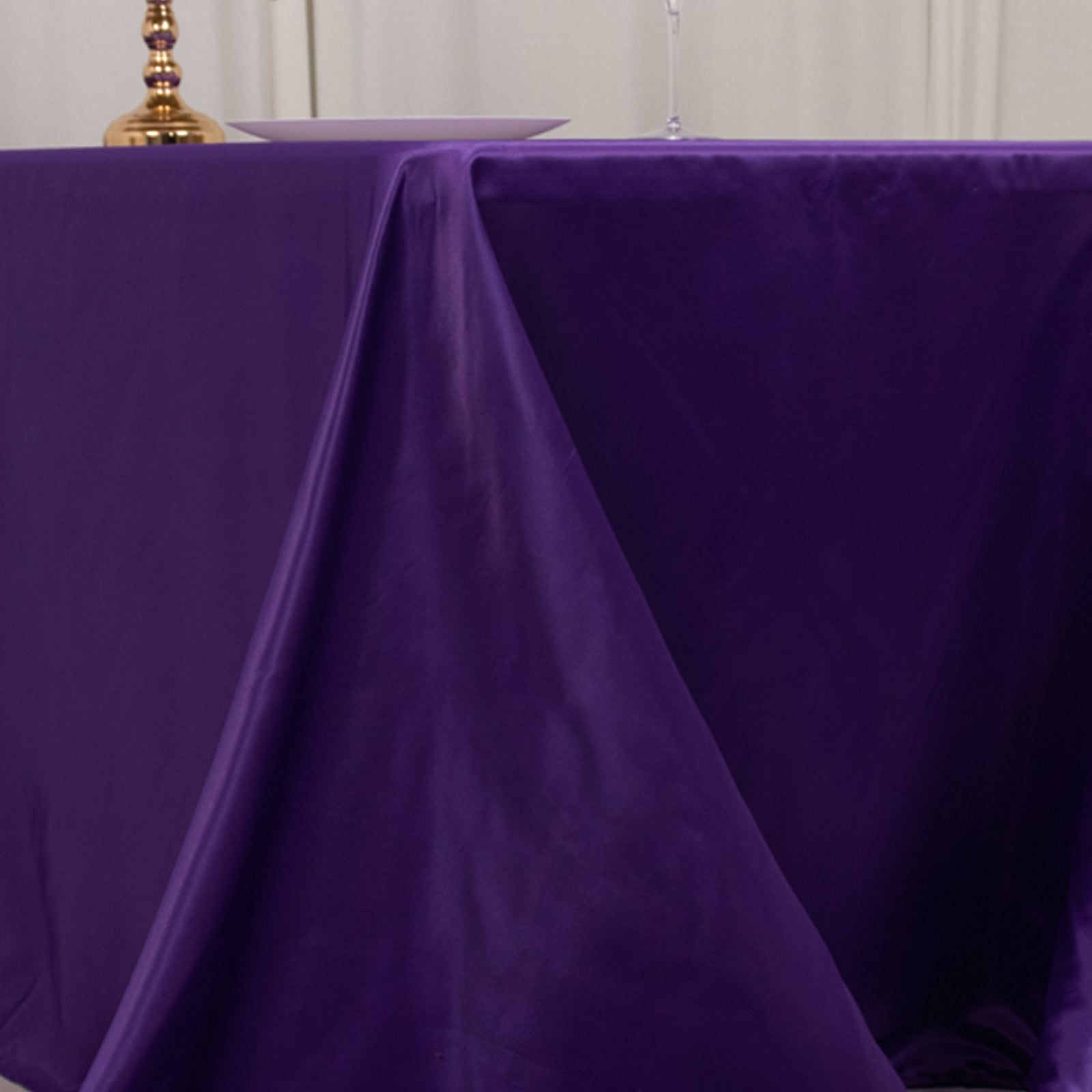 Lamour Satin 90"x132" Rectangle Tablecloth Purple - Soft & Silk-Like Seamless Table Cover