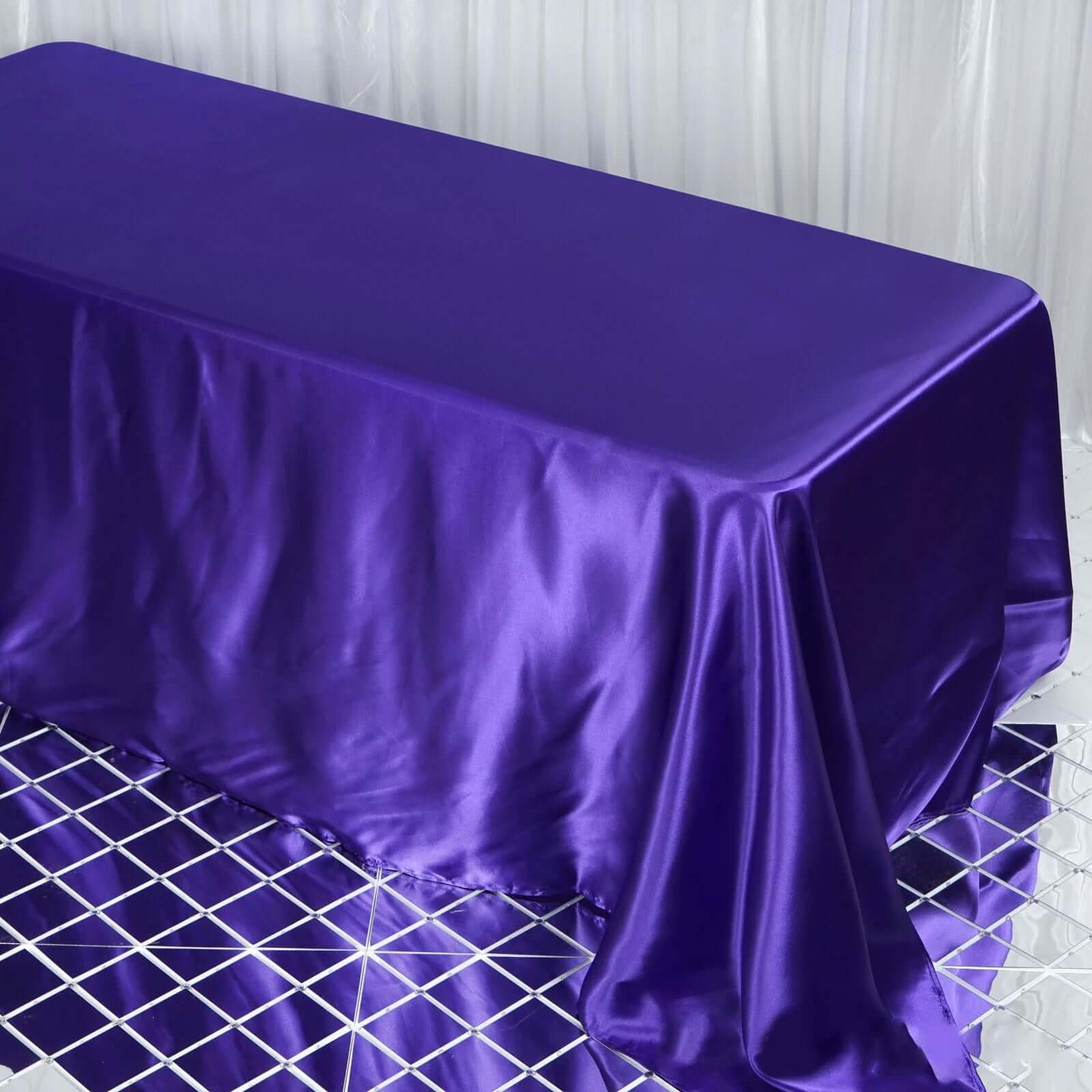 Satin Rectangular 90"x132" Tablecloth Purple Satin - Seamless Table Cover