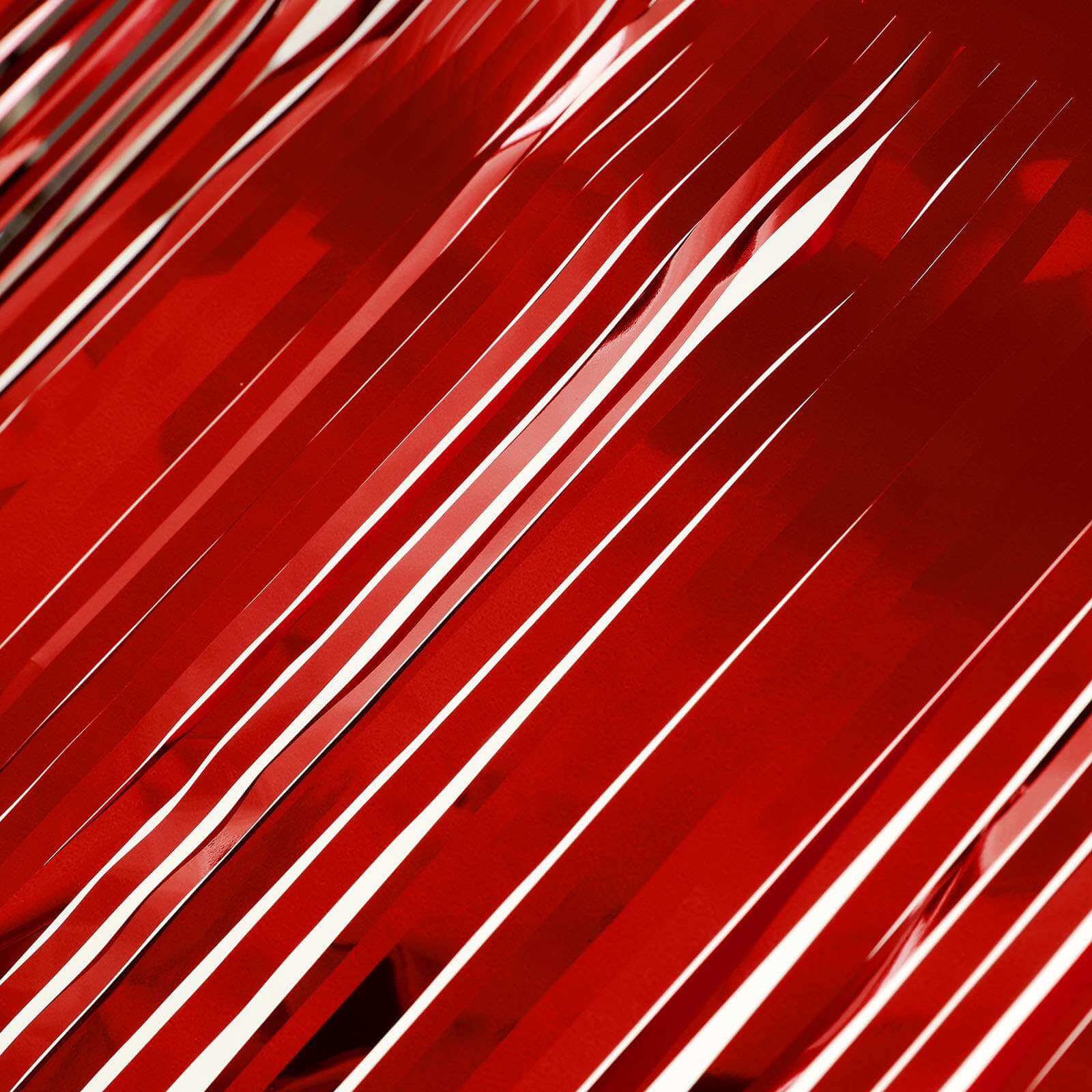 Metallic Foil Fringe Table Skirt Red with Self Adhesive Backing - Durable Tinsel Skirt for Parties 30"x9ft