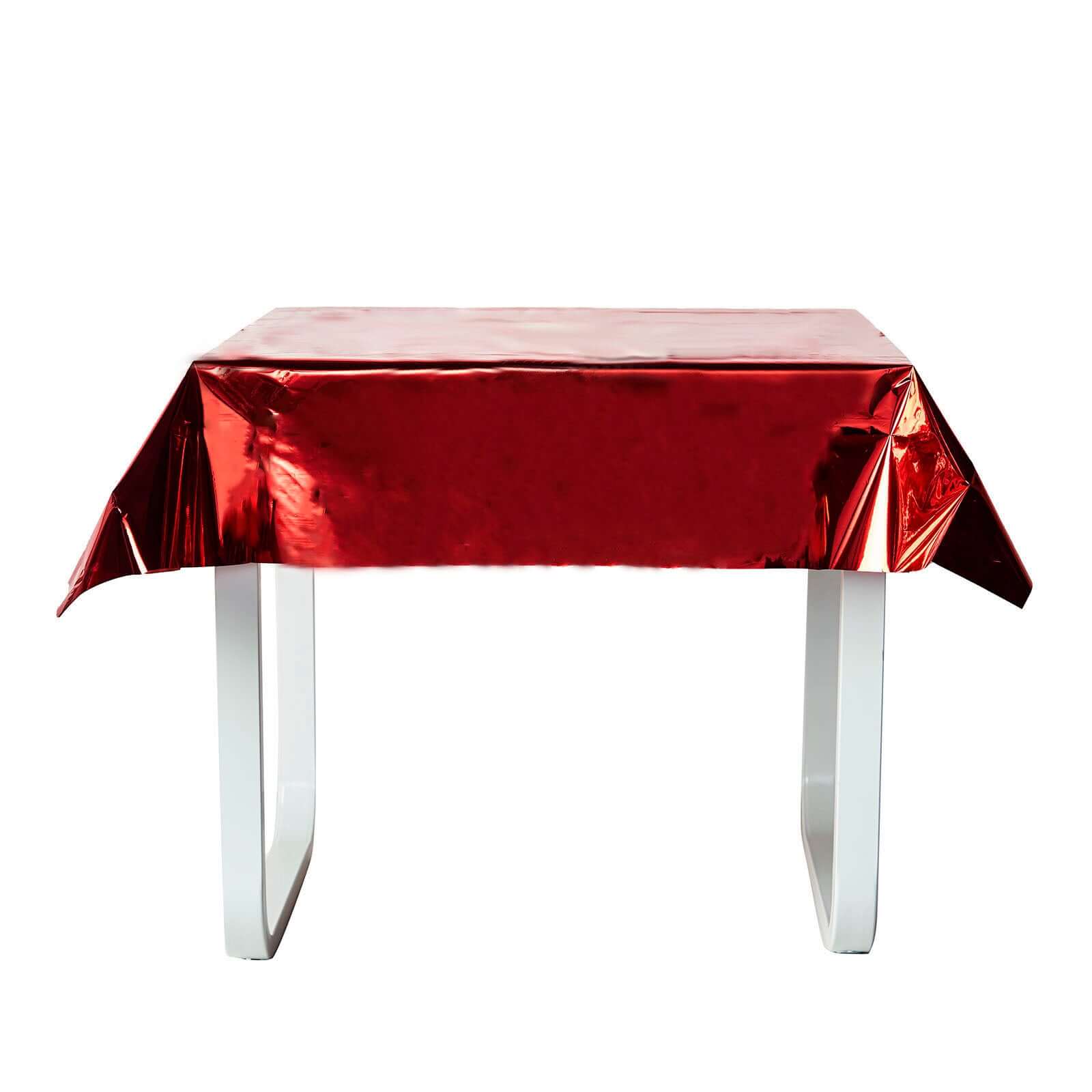 Metallic Foil Tablecloth Square Red - Stylish Disposable Party Cover 50"x50"