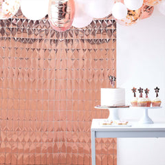 Shiny Rose Gold Metallic Foil Rectangle Curtain Party Backdrop Door Window Curtain - 3ftx6.5ft