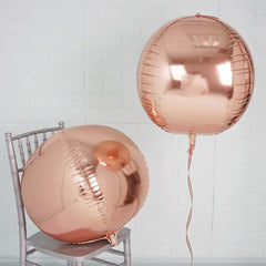 2 Pack 18" 4D Rose Gold Sphere Mylar Foil Helium or Air Balloons
