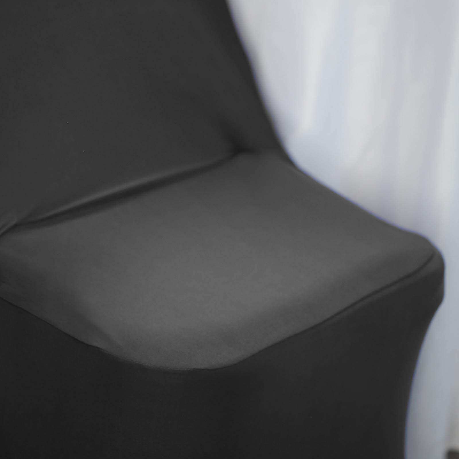 Stretch Spandex Chair Cover Black for Folding Chairs - Metallic Shimmer Tinsel Back Design Fitted Slipcover