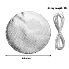 6-Pack Jar Covers Metallic Silver Round Lame Fabric Design with Satin Tie String - DIY Party Favors & Craft Supplies 6"