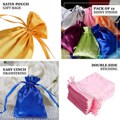 12 Pack 4"x6" Turquoise Satin Drawstring Wedding Party Favor Gift Bags