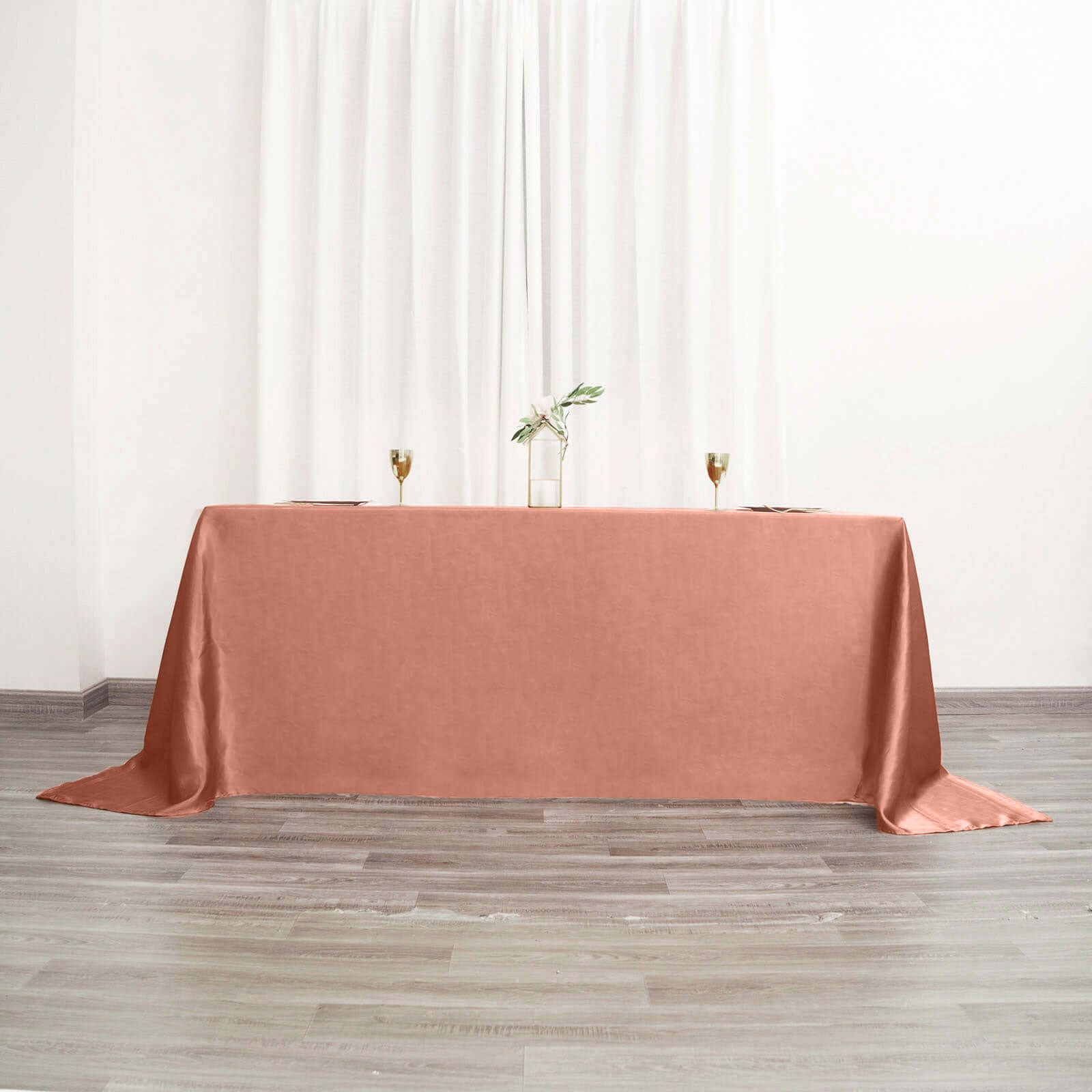 Satin Rectangular 90"x132" Tablecloth Terracotta (Rust) Satin - Seamless Table Cover