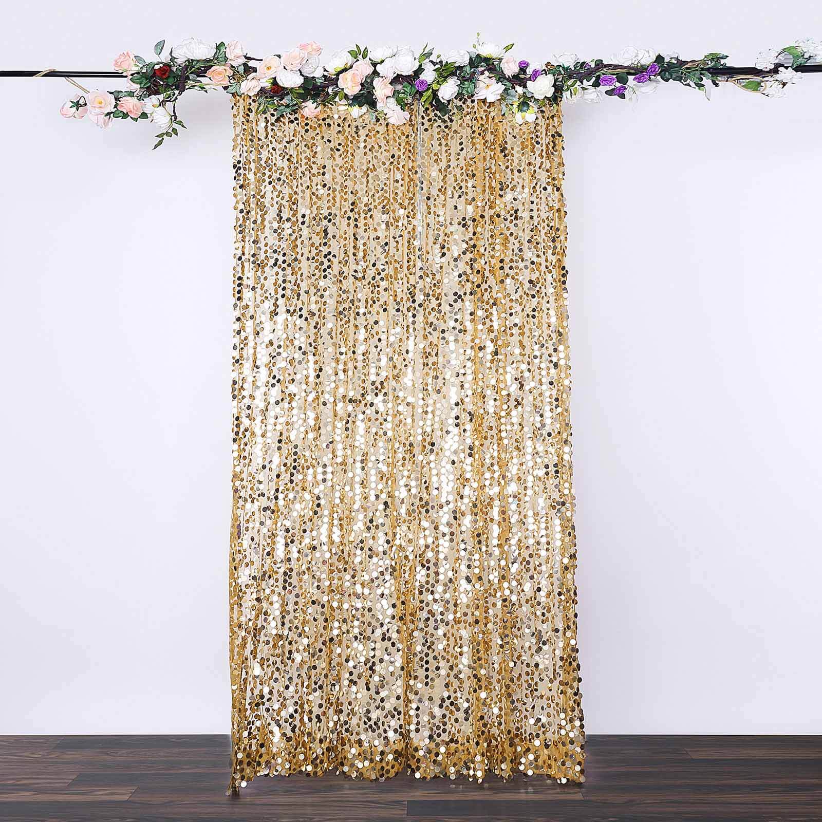 8ftx8ft Gold Big Payette Sequin Event Curtain Drapes, Backdrop Event Panel