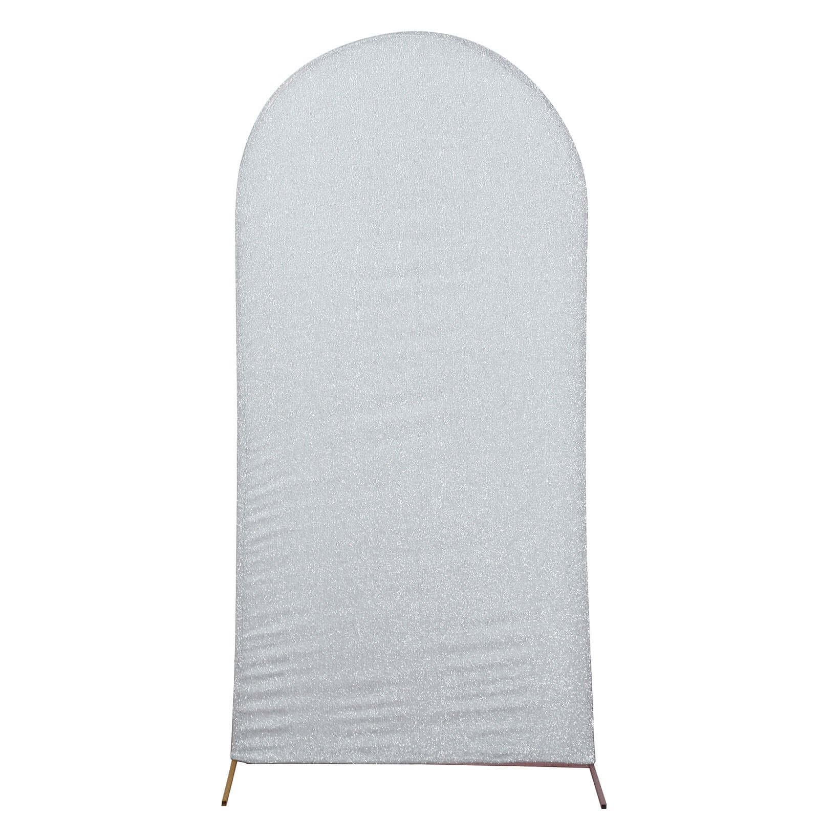 5ft Silver Shimmer Tinsel Spandex Chiara Backdrop Stand Cover For Fitted Round Top Wedding Arch