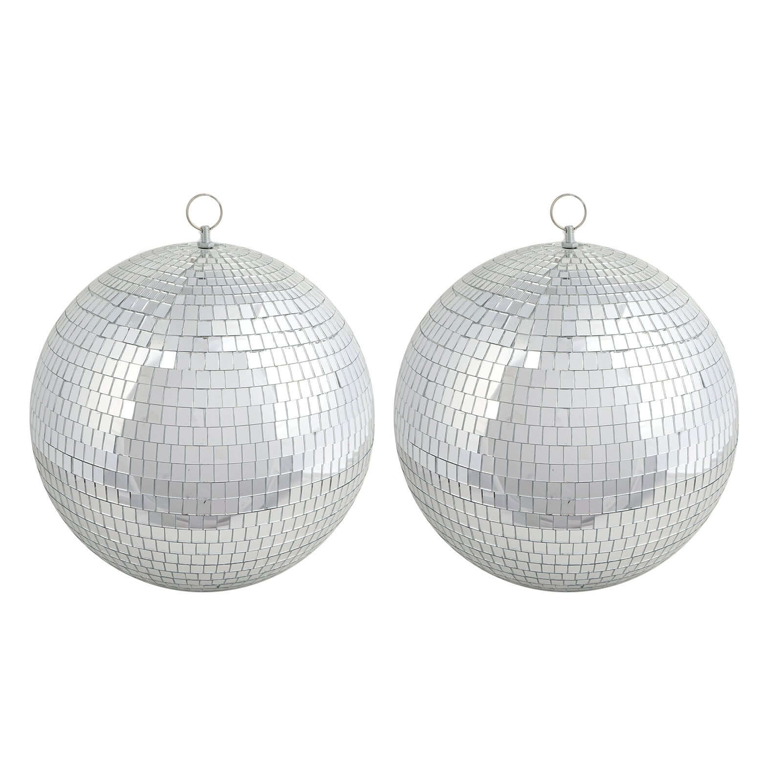 2 Pack 12" Large Silver Foam Disco Mirror Ball With Hanging Swivel Ring, Holiday Party Decor