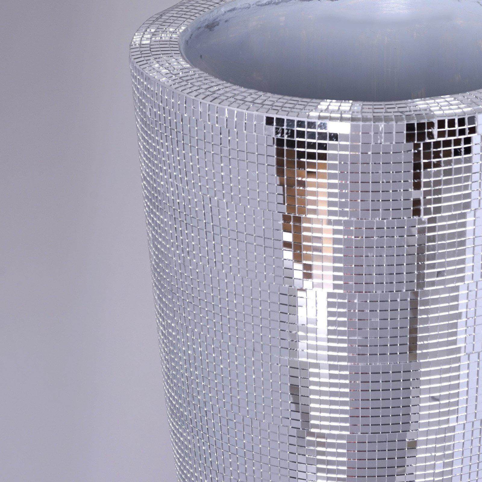 32" Tall Silver Polystone Mirror Mosaic Pedestal Trumpet Floor Vase