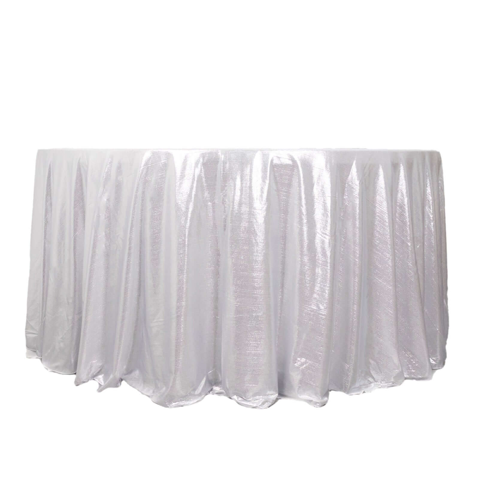 Sequin Dots Polyester Round 120" Tablecloth Silver - Wrinkle Free & Sparkling Table Cover