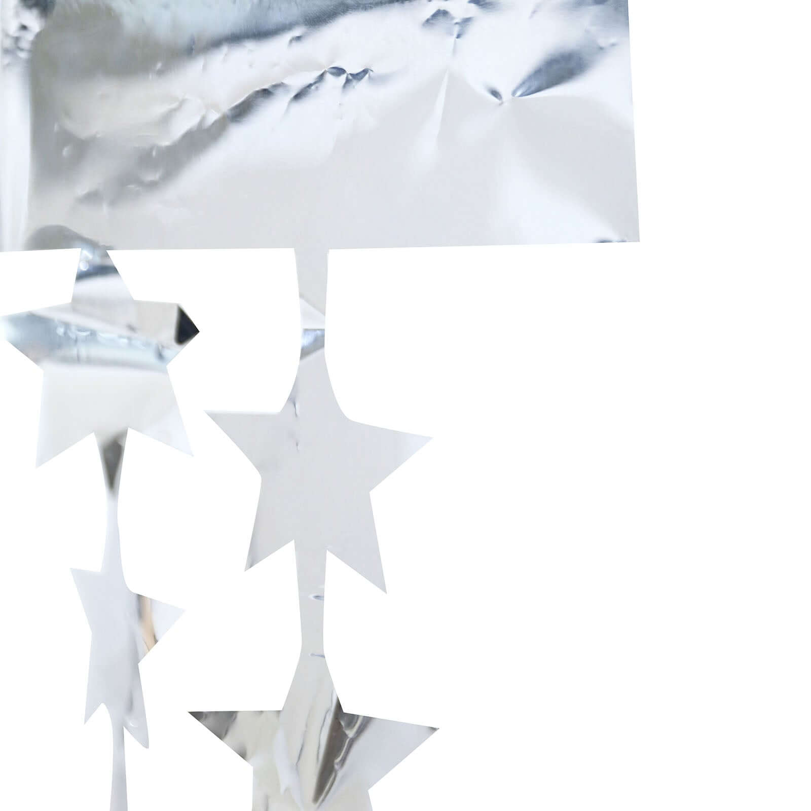 Silver Star Chain Foil Fringe Curtain Party Backdrop, Metallic Silver Tinsel Streamer Party Decor - Door Window Foil Curtain - 3ftx6.5ft