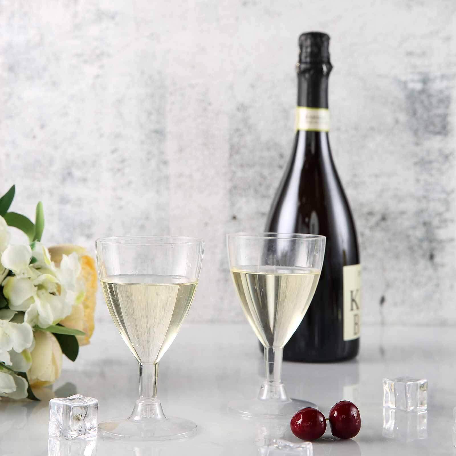 12-Pack Plastic Wine Glasses Clear Short Hollow Stem - Stylish Disposable Cups for Wine 6oz