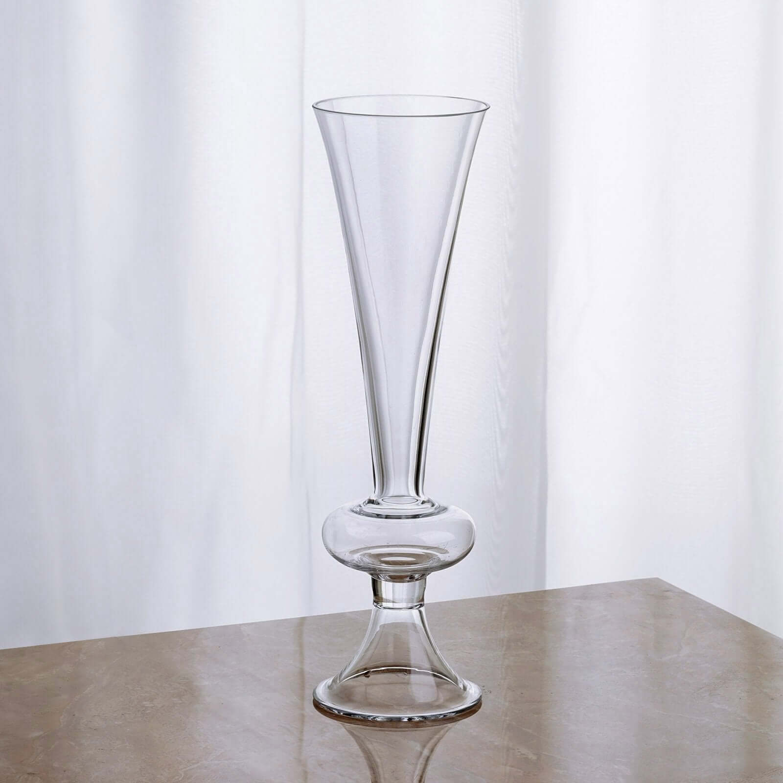4-Pack Glass Trumpet Vases Reversible Crystal Ball Design Clear - Decorative Flower Table Centerpieces 11"