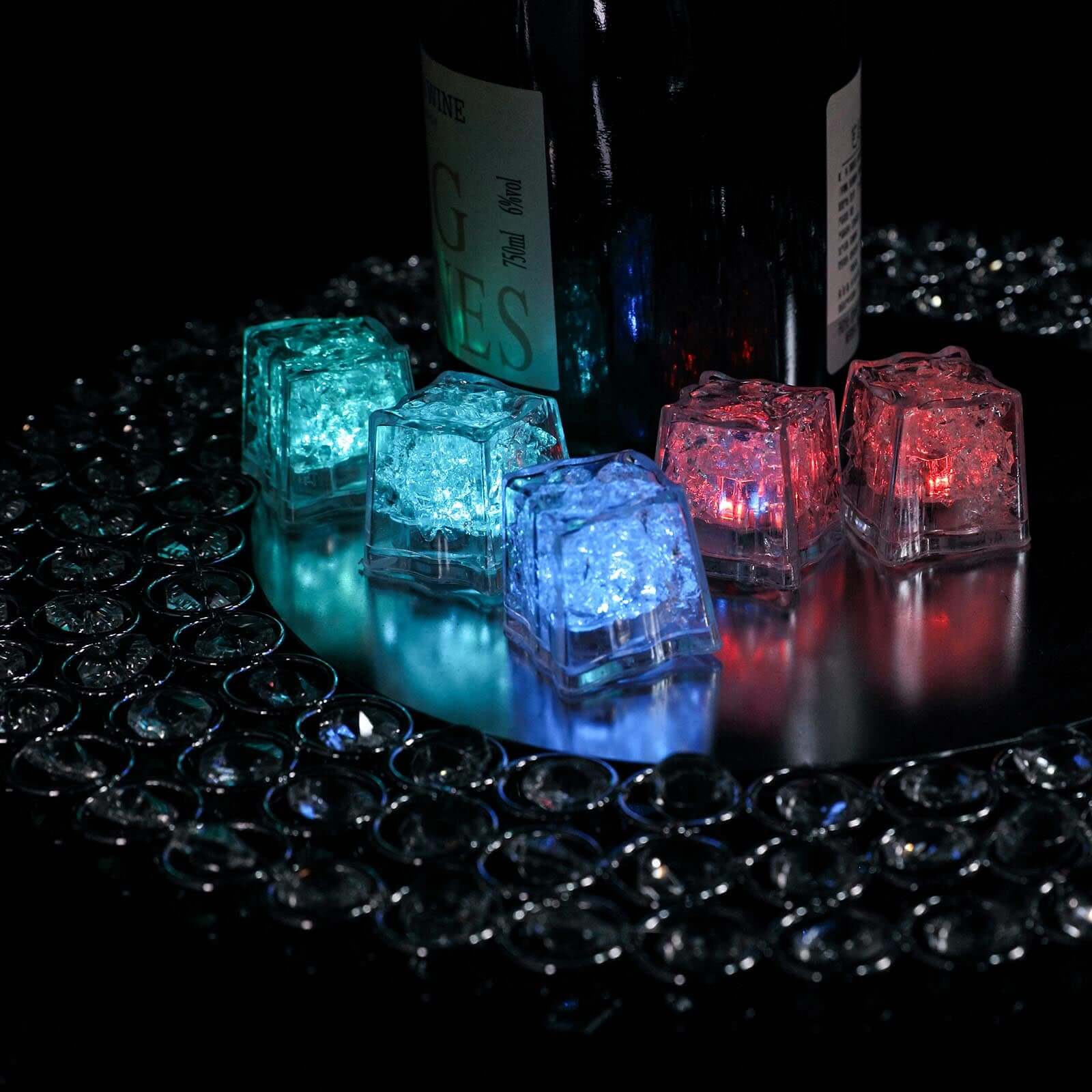 12-Pack LED Ice Cubes Submersible Multicolor Design - Adjustable Waterproof Party Lights