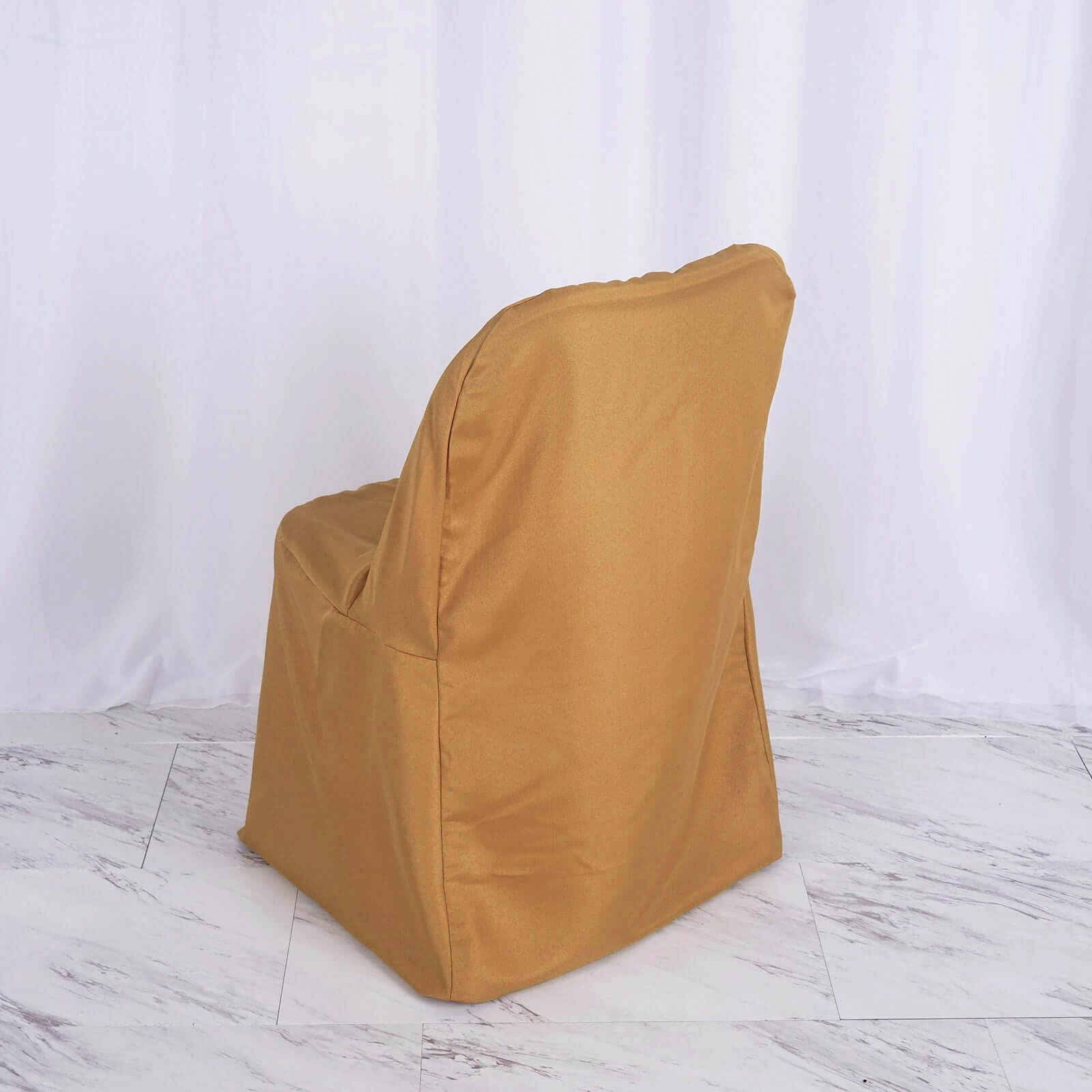 Polyester Slip On Banquet Chair Covers Gold - Stain-Resistant Reusable Durable Fabric