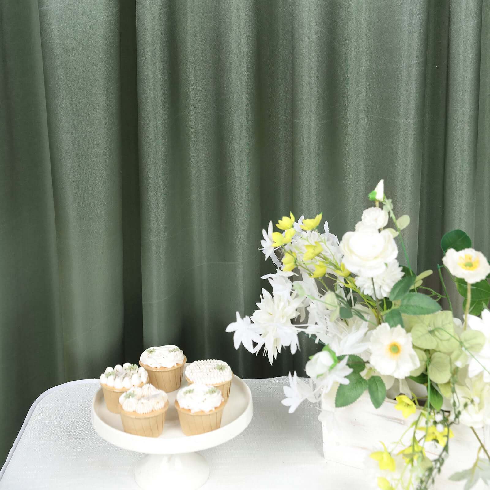8ftx10ft Dusty Sage Green Satin Event Curtain Drapes, Backdrop Event Panel