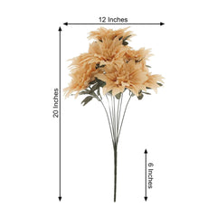 2 Bouquets 20" Champagne Artificial Silk Dahlia Flower Spray Bushes