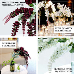 2 Bushes 34" Lavender Lilac Artificial Foxglove Orchid Flower Bouquet Stem – Silk Flower Branch Spray