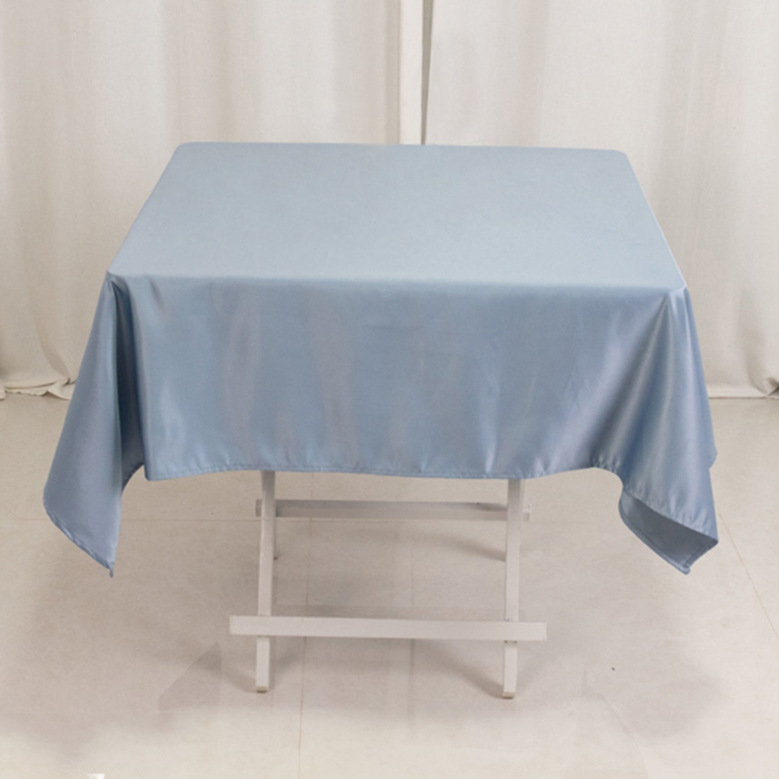 Lamour Satin 54"x54" Square Tablecloth Dusty Blue - Durable & Silk-Like Table Cover