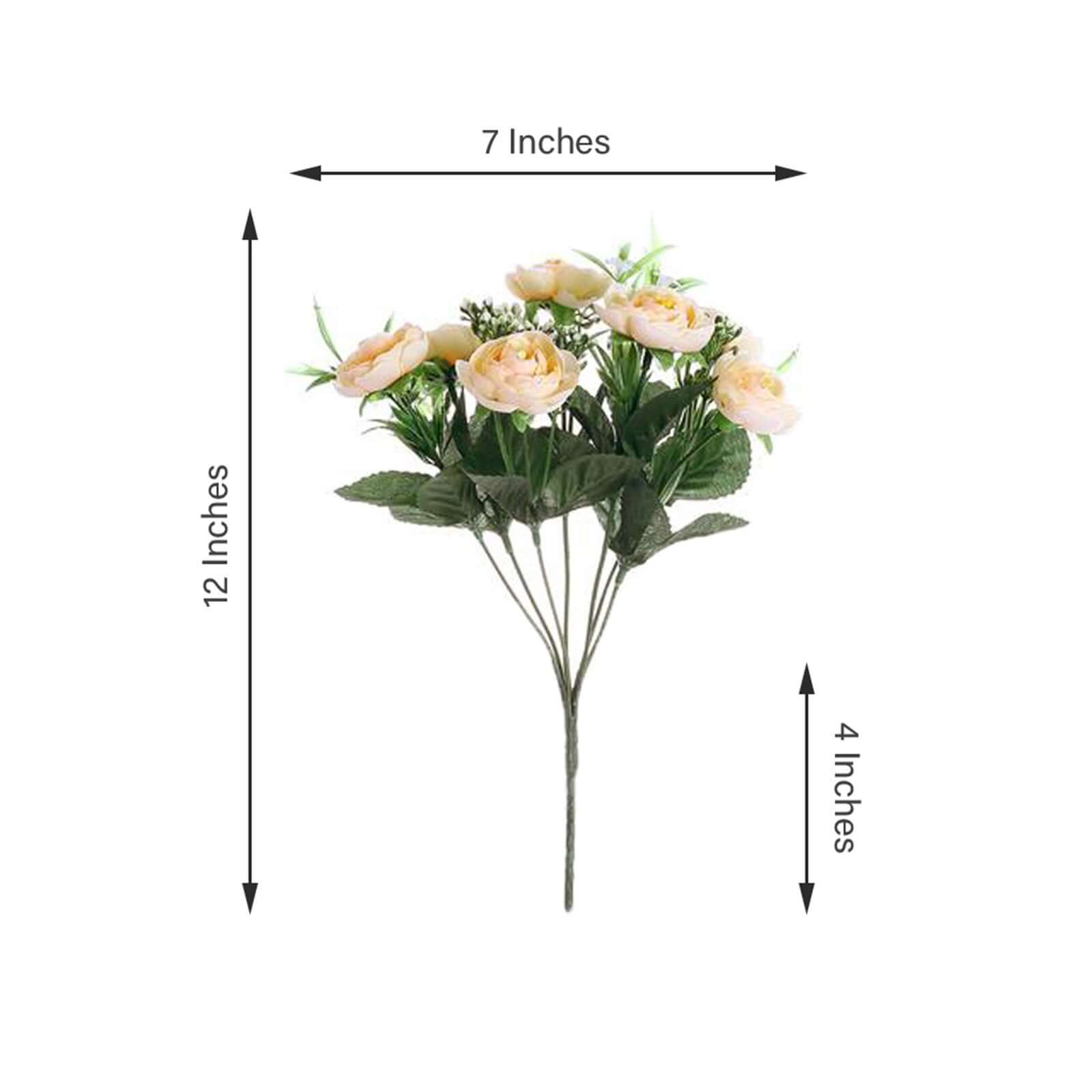 4 Bushes Cream Artificial Silk Peony Flower Bouquet Arrangement