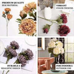2 Bushes 29" Tall Dusty Rose Artificial Silk Peony Flower Bouquets
