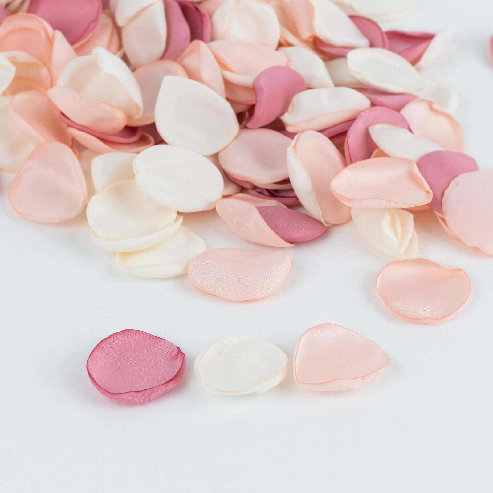 400-Pack Rose Petals Life-Like Flower Confetti Blush Mix Matte Silk Round - Decorative Event Table Scatters 2"