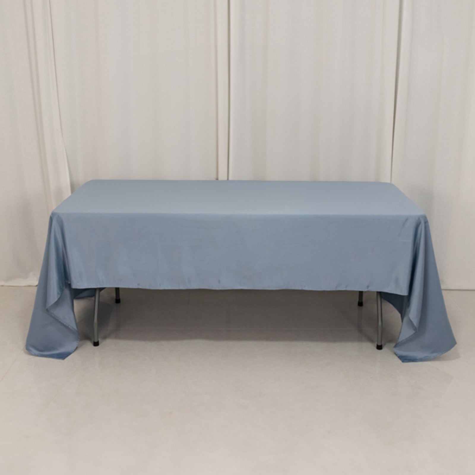Lamour Satin 60"x126" Rectangle Tablecloth Dusty Blue - Soft & Silk-Like Table Cover