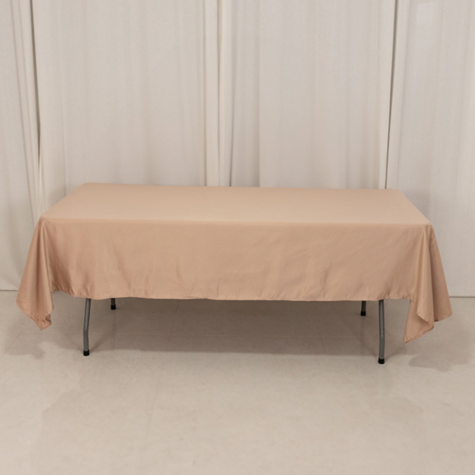 Lamour Satin 60"x102" Rectangle Tablecloth Nude - Durable & Silky Soft Feel Table Cover