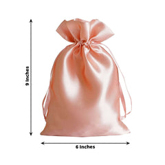 12 Pack 6"x9" Dusty Rose Satin Wedding Party Favor Bags, Drawstring Pouch Gift Bags