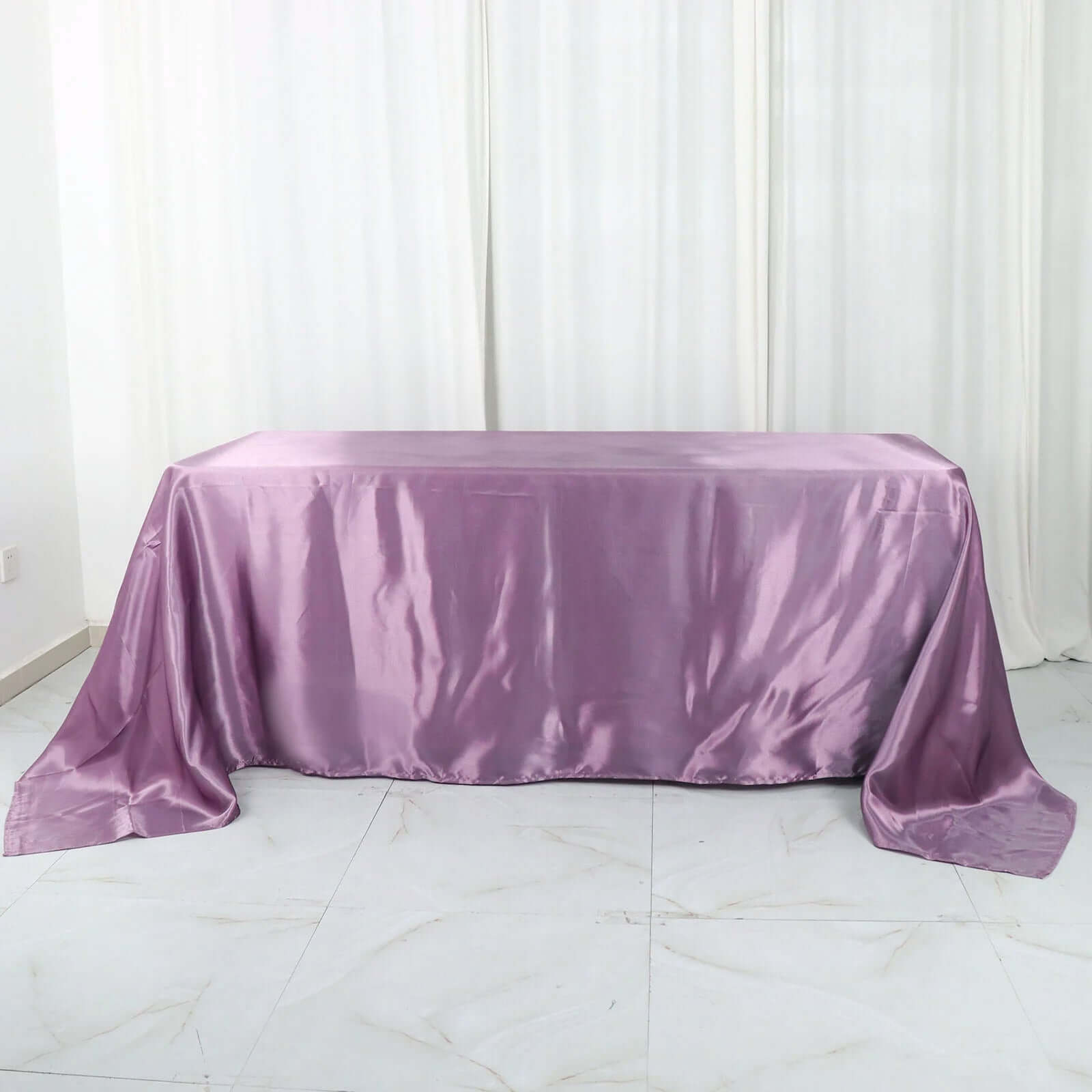 Satin Rectangular 90"x132" Tablecloth Violet Amethyst Satin - Seamless Table Cover