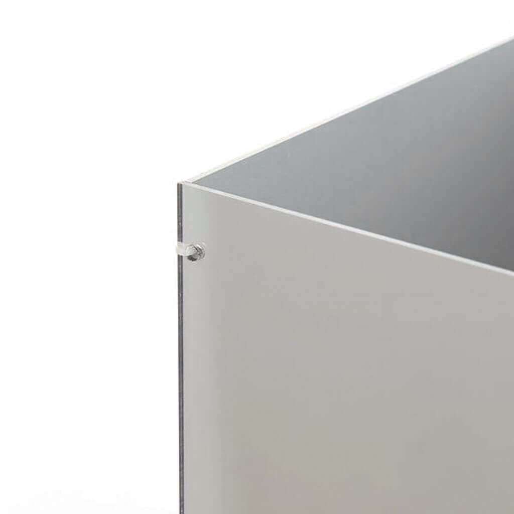 24" Silver Mirror Finish Acrylic Display Box, Pedestal Riser with Interchangeable Lid and Base