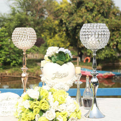 Acrylic Crystal Beaded Goblet Candle Holder Gold - Exquisite Flower Ball Centerpiece Stand for High-End Event Styling 30"
